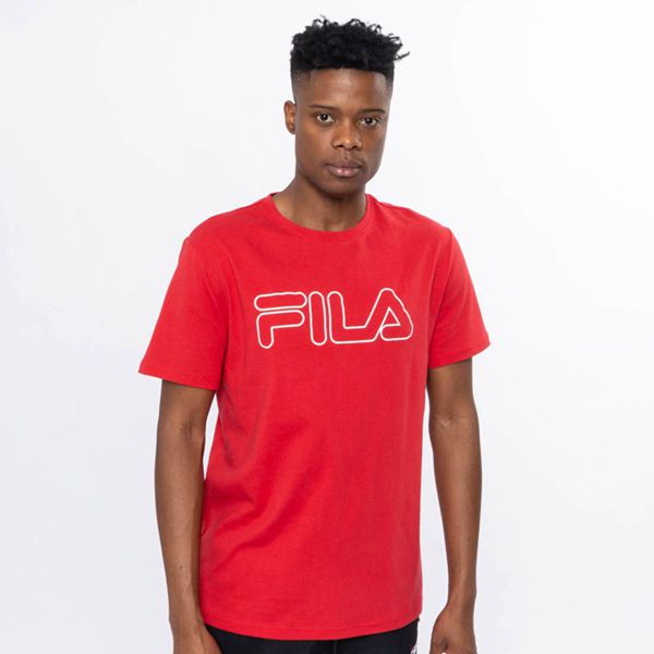 Fila Outline Base Men's T-Shirts - Red,NZ 569-45308